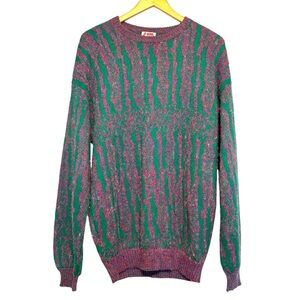 VINTAGE Colorful Zebra Print Fuzzy Oversized Sweater